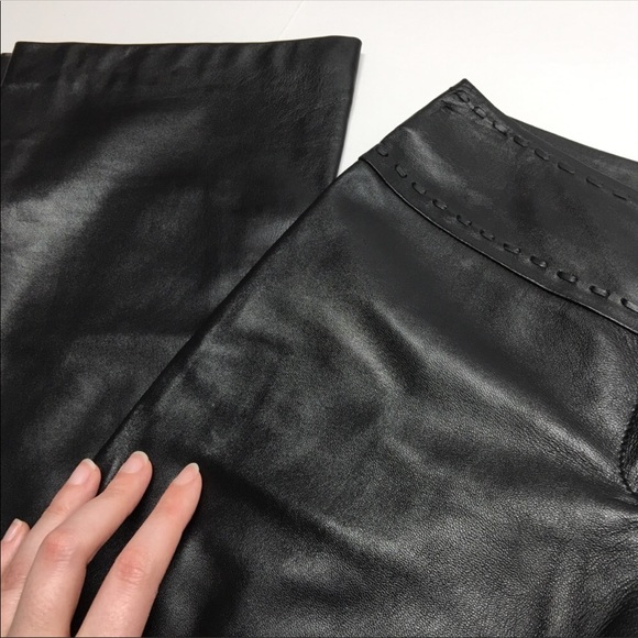 ❌SOLD❌ € Cache Black 100% Leather Pants Woven K15 - Picture 3 of 8